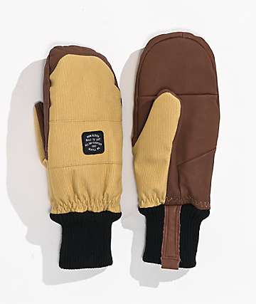 khaki snowboard mittens