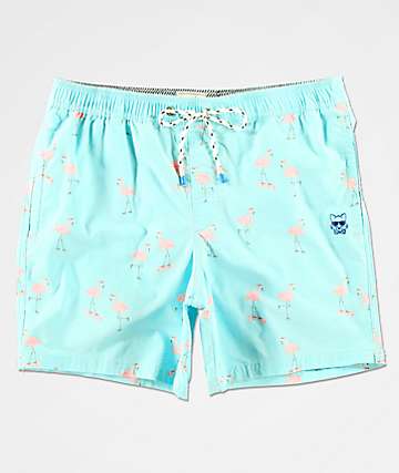Party Pants Cruiser Flamingos shorts de baño de color menta