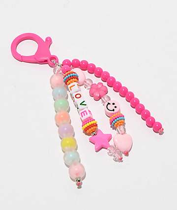 Petals and Peacocks Beadit Pink Bag Charm -