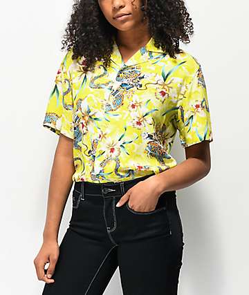 Petals and Peacocks Unleash The Dragon Short Sleeve Button Up Shirt