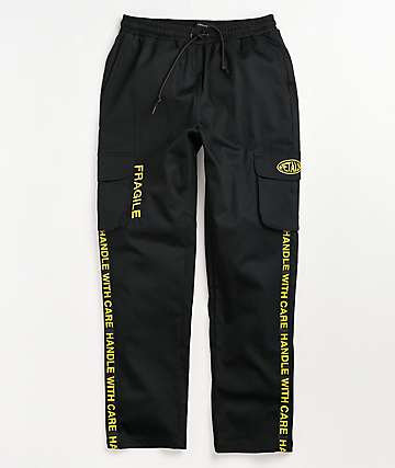 Petals by Petals and Peacocks Fragile Black Elastic Waist Cargo Pants