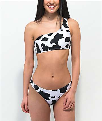 Petals by Petals and Peacocks Mood Cheeky Cow Print parte inferior de bikini descarado