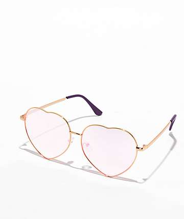 Pink Heart Wire Sunglasses -