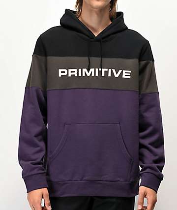Primitive Levels sudadera con capucha negra, morada y gris