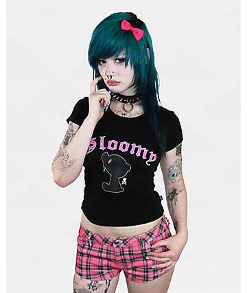Punx N Kisses x Gloomy Bear Doomed Black Crop T-Shirt - 