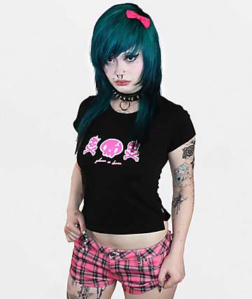 Punx N Kisses x Gloomy Bear Gloom N’Doom Black Crop T-Shirt - 