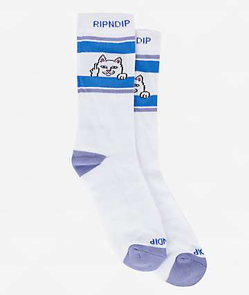スウェット・トレーナー Ripndip Dizzy Nermal Polar Fleece Crewneck Navy/Teal L RIPNDIP Warped Striped Long Sleeve Top - Navy/Teal – Dolls Kill