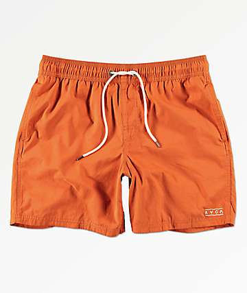 RVCA Gerrard shorts de baño anaranjados con cintura elástica