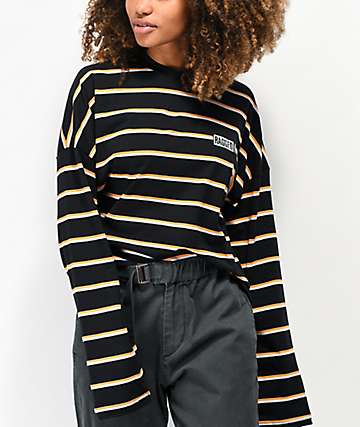 Ragged Jeans Praise Black, Orange & White Stripe Long Sleeve T-Shirt