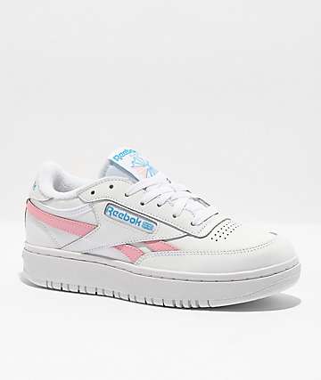 Reebok Club C Revenge White Pink Platform Shoes Zumiez