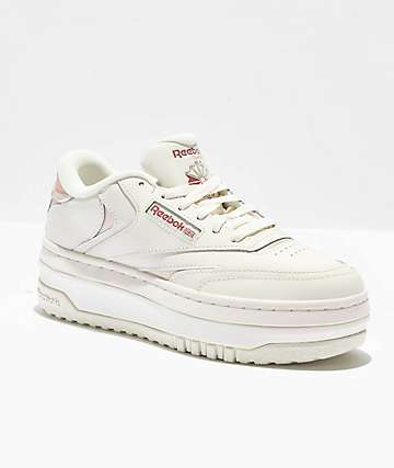 Reebok Club C Revenge White & Pink Platform Shoes - 