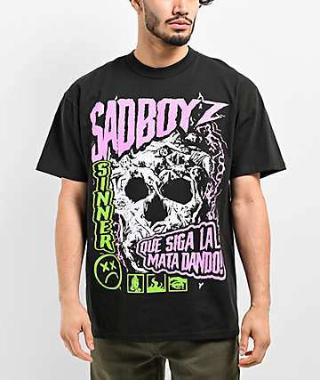 SAD BOYZ by Junior H Angels Black T-Shirt