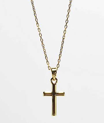 Saint Midas Cross & Wing 20" Gold Necklace