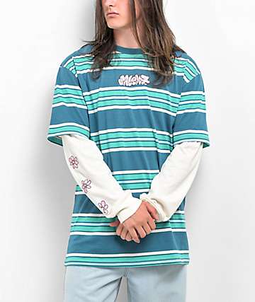 【SATIIIZ】May Pigment Stripe Collar Tee SATIIIZ (サティーズ) - カンドピグメントボーダーTシャツ