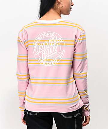 Santa Cruz Tees Zumiez - pastel pink and white striped long sleeve shirt roblox