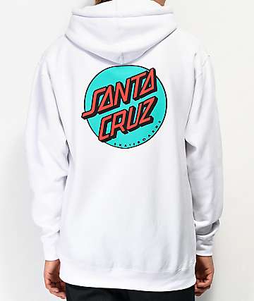 santa cruz banner dot white hoodie