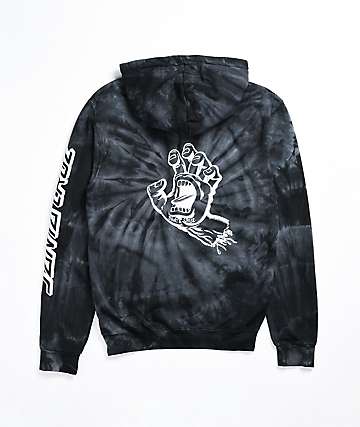 santa cruz shroom dot black spider dye hoodie