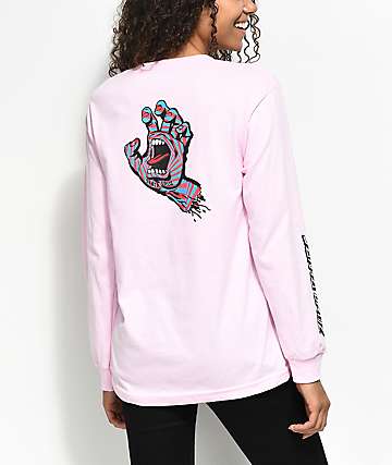 Santa Cruz Screaming Party Hand camiseta en rosa clara de manga larga