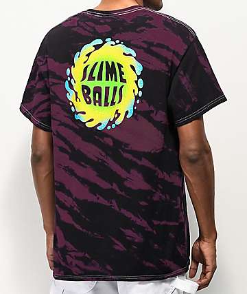 Santa Cruz Slime Balls Dorkus camiseta tie dye negra y rosa