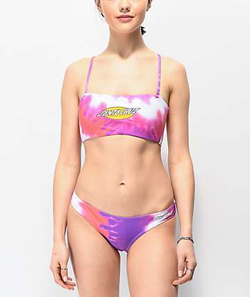 Santa Cruz braguitas de bikini súper brasileñas de tie dye rosa y morado