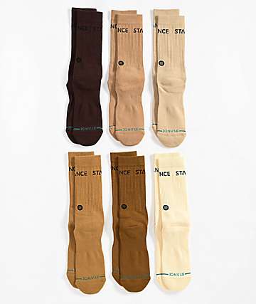 Stance Origin 6 Pack Cream Crew Socks - 