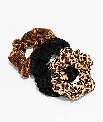 Stone + Locket Leopard paquete de 3 coleteros de pana y malla