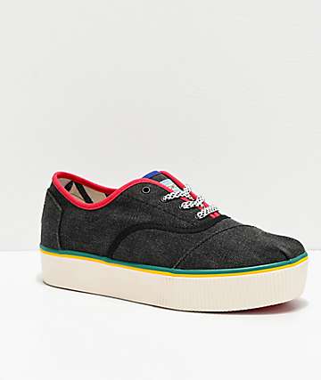 TOMS Cordones Boardwalk zapatos negros y multicolor de plataforma