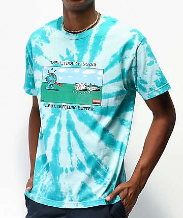 Teenage Network Is Down camiseta tie dye de manga larga azul pizarra