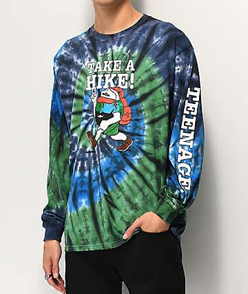 Teenage Take A Hike camiseta tie dye de manga larga azul y verde