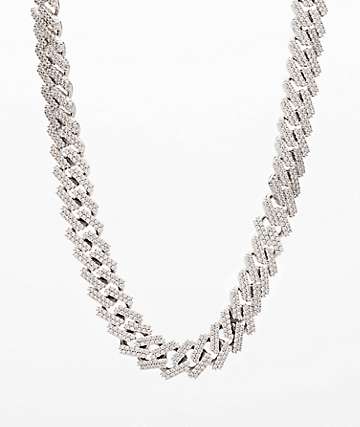 The Gold Gods 15mm Straight Edge 22" White Gold Cuban Link Chain Necklace