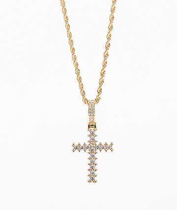 The Gold Gods Diamond Hoop & Cross Yellow Gold Earrings