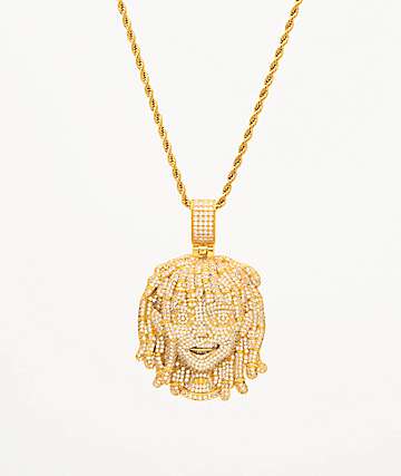 The Gold Gods x Lil Pump Full Iced Face 22" Yellow Gold Necklace