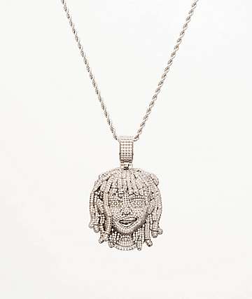 The Gold Gods x Lil Pump Full Iced Face collar de oro blanco de 22"