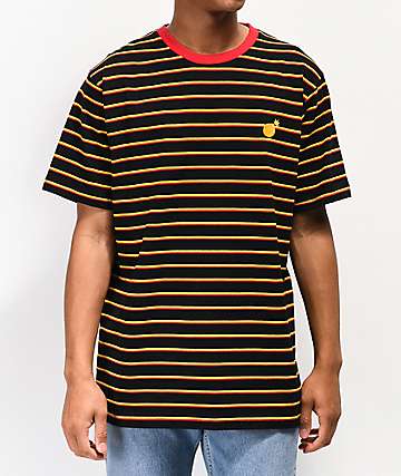 The Hundreds Ditch camiseta negra, roja y amarilla de rayas