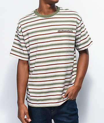 The Hundreds Rowan camiseta de manga larga blanca, marrón y verde