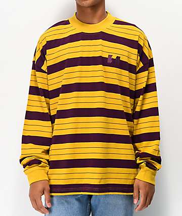 The Hundreds Vision camisa de manga larga dorada de rayas