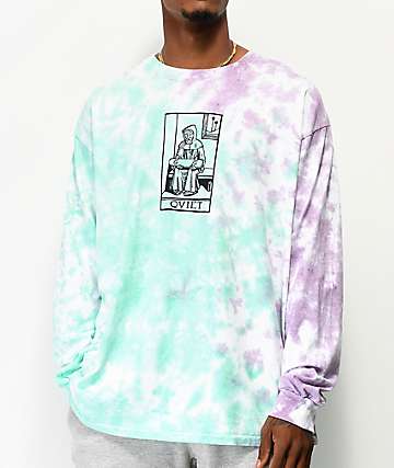 The Quiet Life Monk camiseta de manga larga de tie dye morado y verde