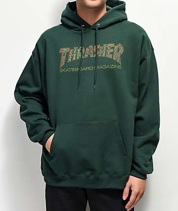 olive green thrasher hoodie