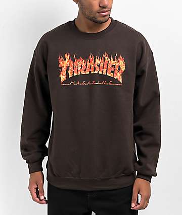 Thrasher Gonz Logo Brown Crewneck Sweatshirt Zumiez