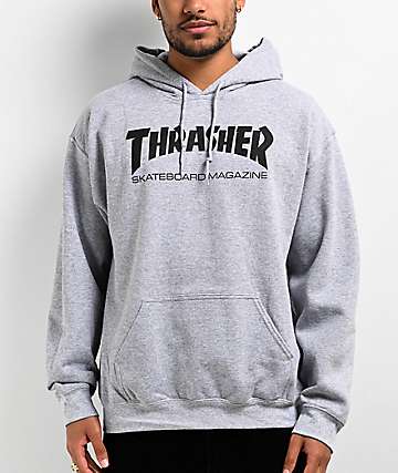 Thrasher Flame Logo Grey Hoodie | Zumiez