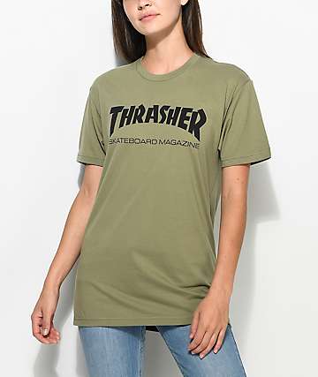 black thrasher shirt with red writing