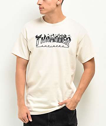 Thrasher Flame Logo Black T Shirt Zumiez