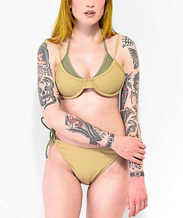 Trillium Izzy parte inferior de bikini de pierna alta beige