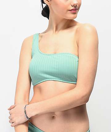 Trillium Kyra top de bikini de triangulo menta de una tira