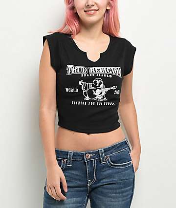 True Religion Heritage White Crop T-Shirt