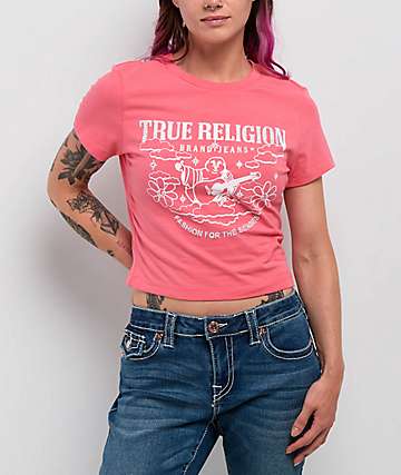 Ford x True Religion Crystal Mustang Aurora Red Crop T-Shirt