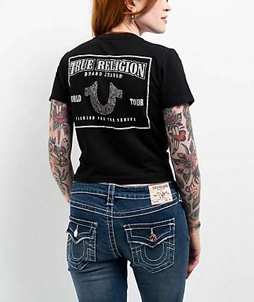 Ford x True Religion Crystal Mustang Aurora Red Crop T-Shirt