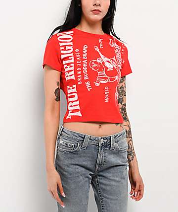 ★KIRSH★ Kirsh X True Religion Crop Slim Tee Red MUSINSA | KIRSH Kirsi X True Relation Crop Slim T-shirt [Red]