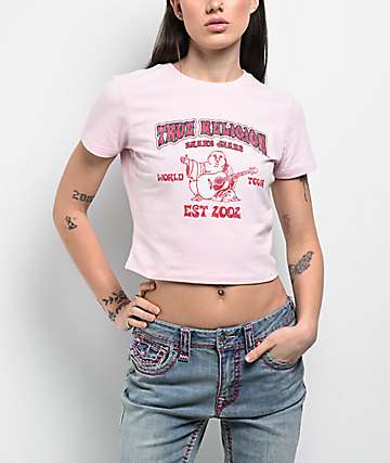 True Religion Heritage Pink Crop T-Shirt - 