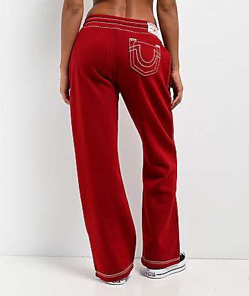 True Religion Super T Fleece Ruby Red Sweatpants -